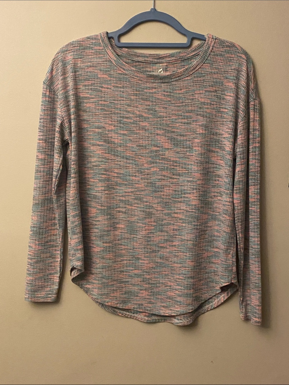 Lou & Grey Heathered Pink Teal and Gray Long Sleeve Tee